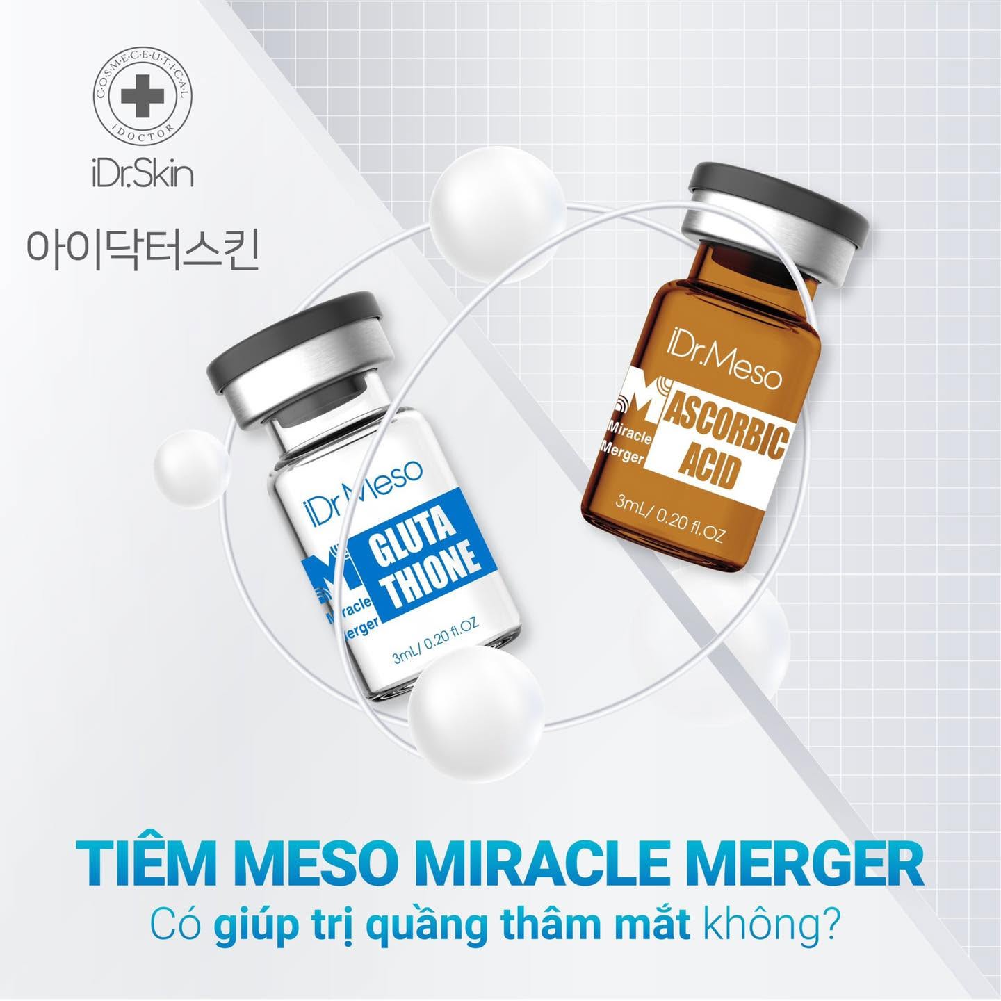 Combo meso Idr.Skin vitamin C 20% và Glutathion trắng sáng da