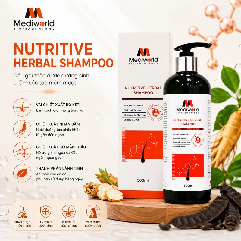 Dầu Gội Thảo Dược Chăm Sóc Tóc Và Da Đầu Nutritive Herbal Shampoo Mediworld 500ml