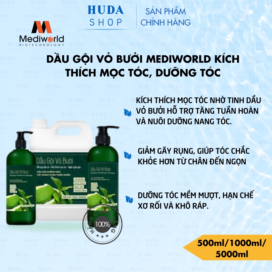 Dầu gội vỏ bưởi Mediworld kích thích mọc tóc, dưỡng tóc