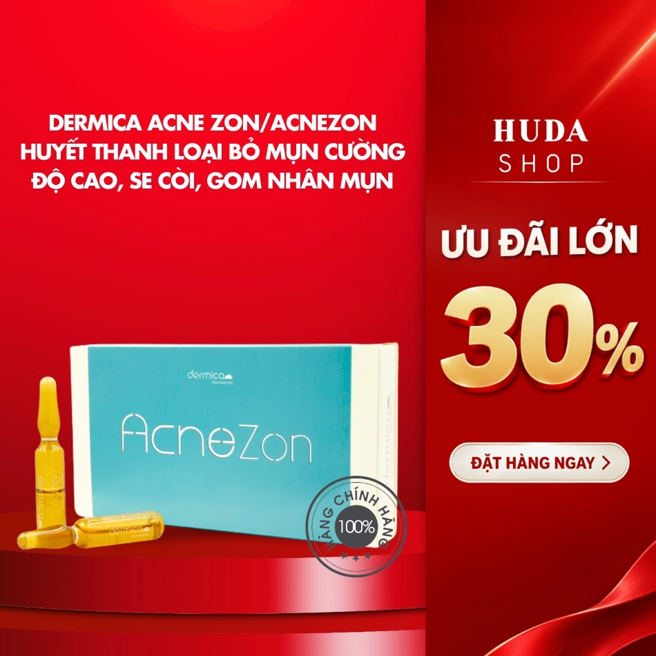 Dermica Acne Zon/Acnezon - Huyết thanh loại bỏ mụn cường độ cao, se còi, gom nhân mụn