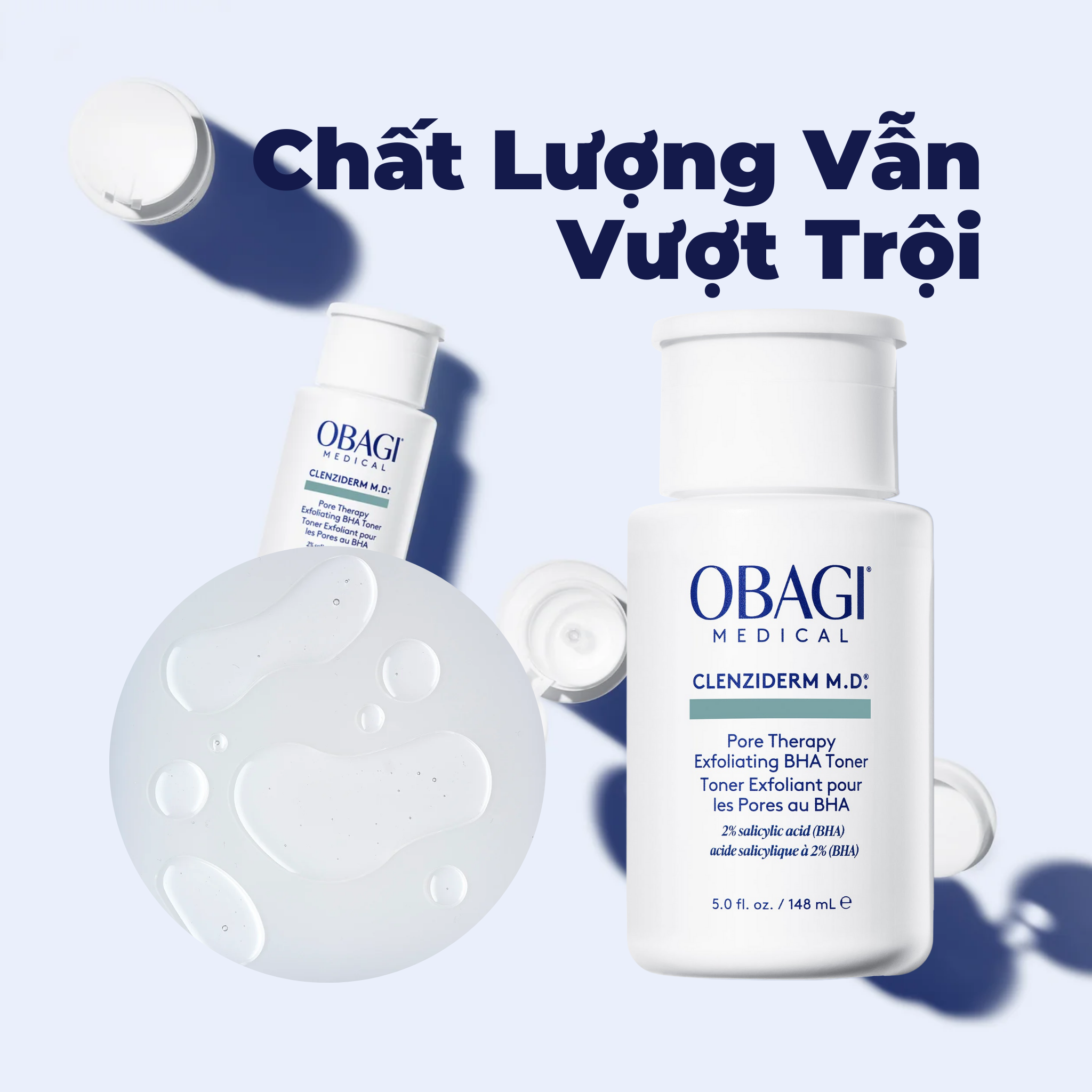Dung dịch tẩy da chết, ngừa mụn BHA Obagi Clenziderm MD Pore Therapy 148ml