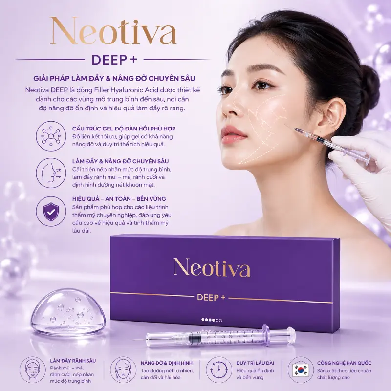 Filler HA Làm Đầy Rãnh Cười, Tạo Hình Tự Nhiên Filler Neotiva Deep+ Hàn Quốc