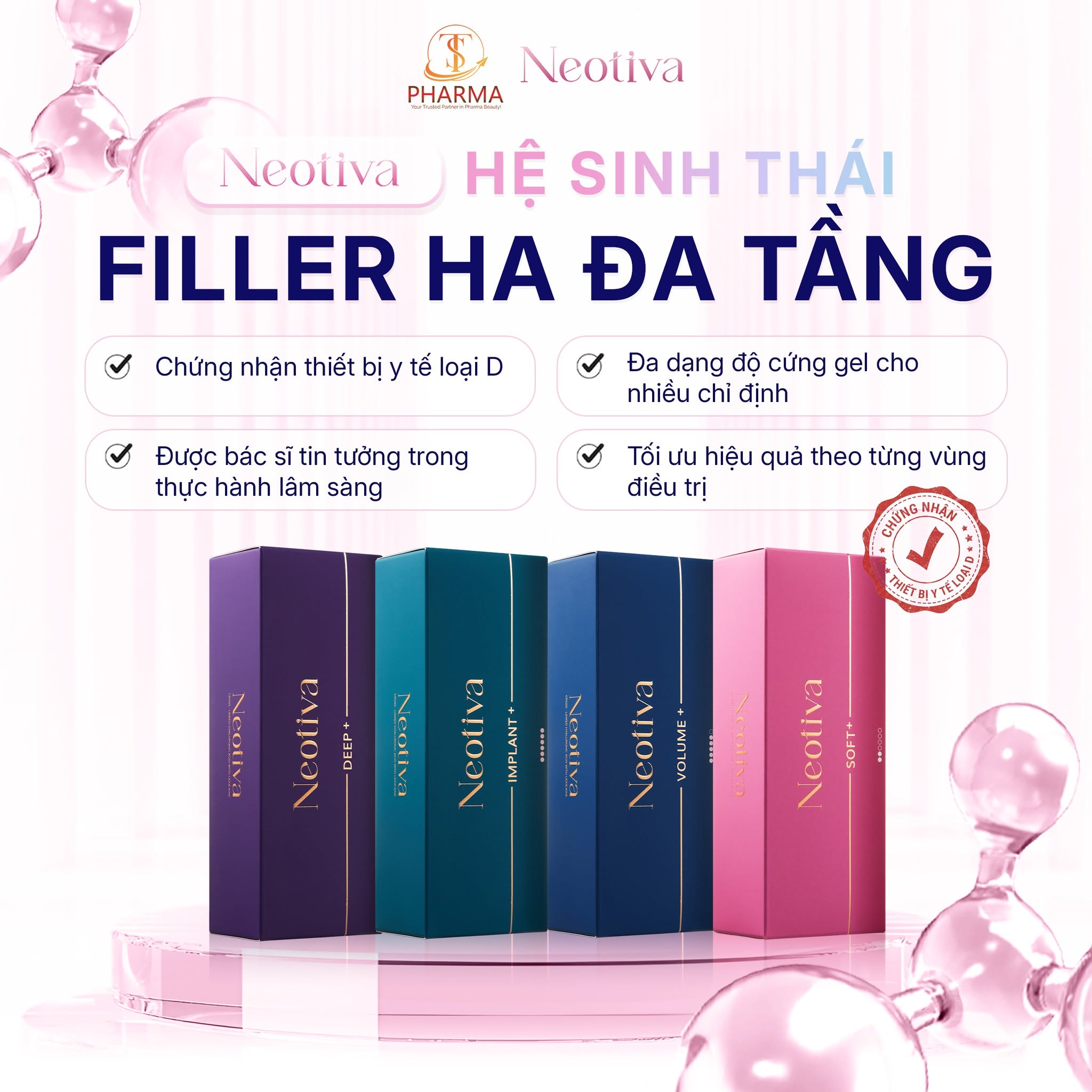 Filler HA Mềm Mại Tạo Hình Môi, Xóa Nhăn Tự Nhiên Filler Neotiva Soft+ Hàn Quốc