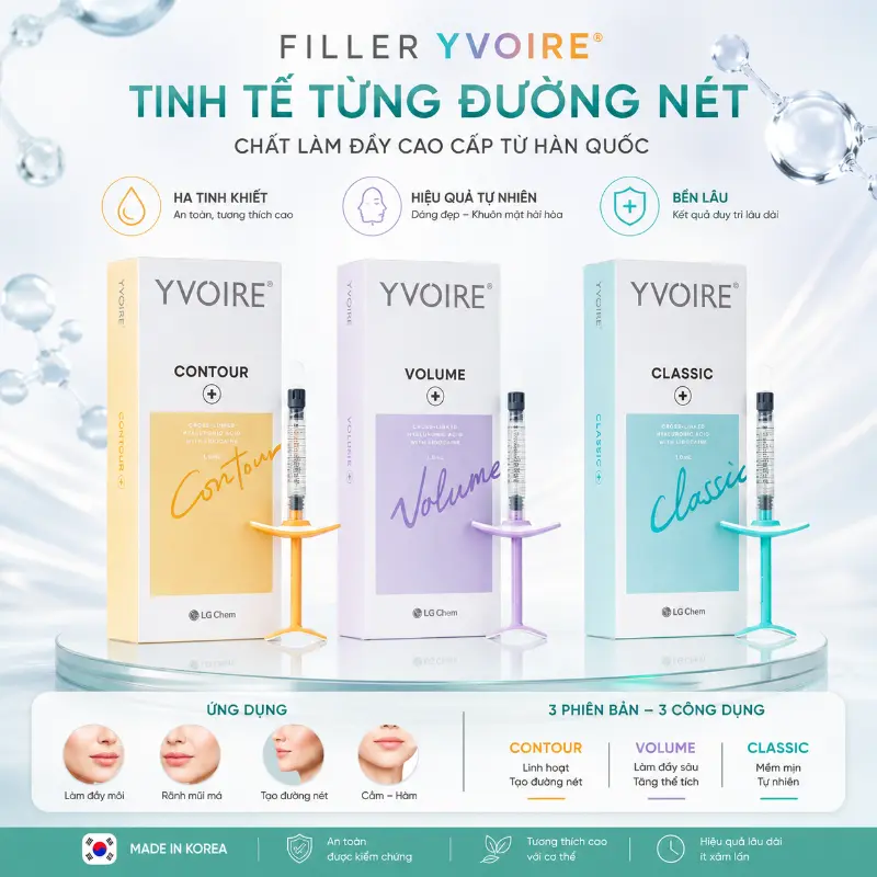 Chất Làm Đầy HA Yvoire 1ml LG Hàn Quốc Hỗ Trợ Tạo Hình & Làm Đầy Khuôn Mặt