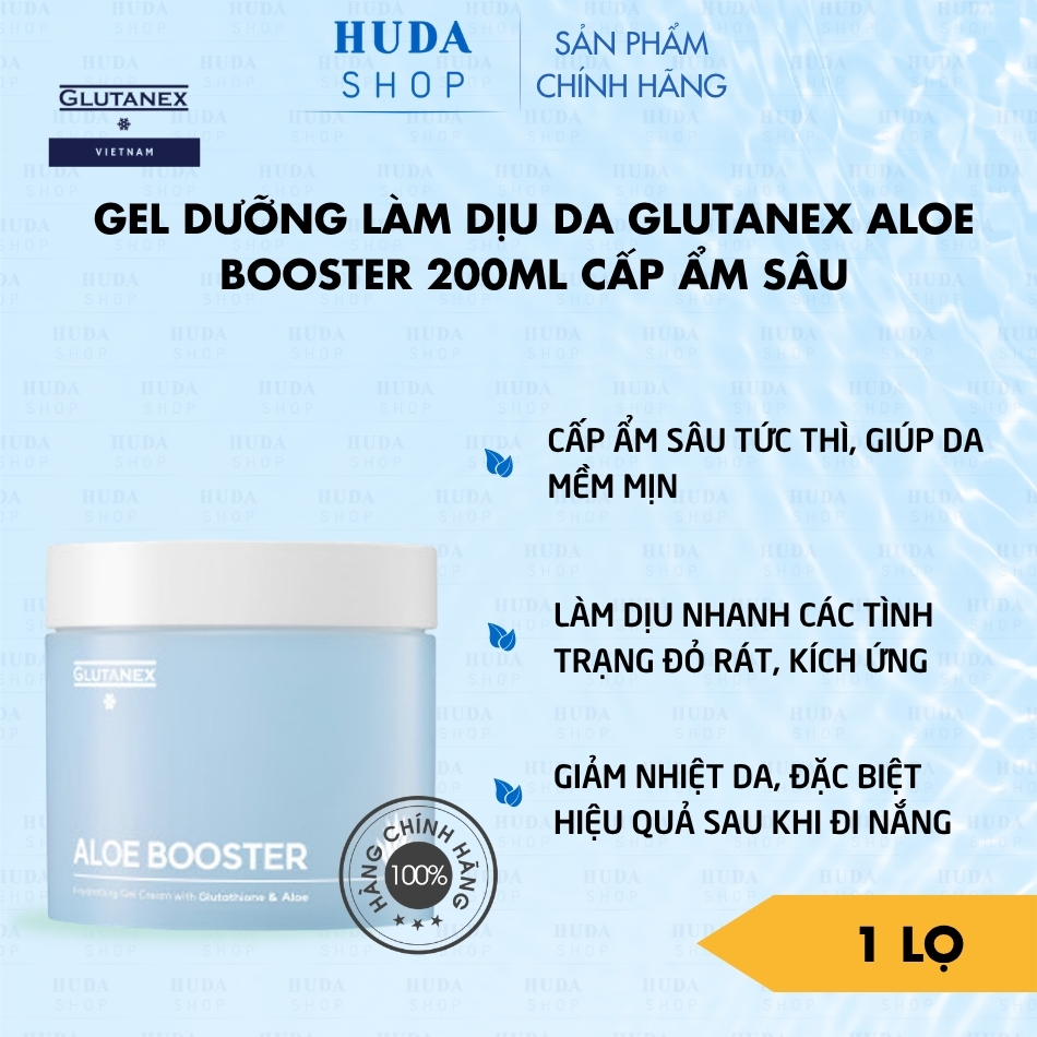 Gel Dưỡng Làm Dịu Da Glutanex Aloe Booster 200ml Cấp Ẩm Sâu