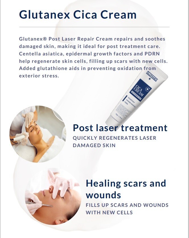 Kem Phục Hồi Da Sau Laser, Làm Dịu & Sáng Da Glutanex CICA Cream 50g