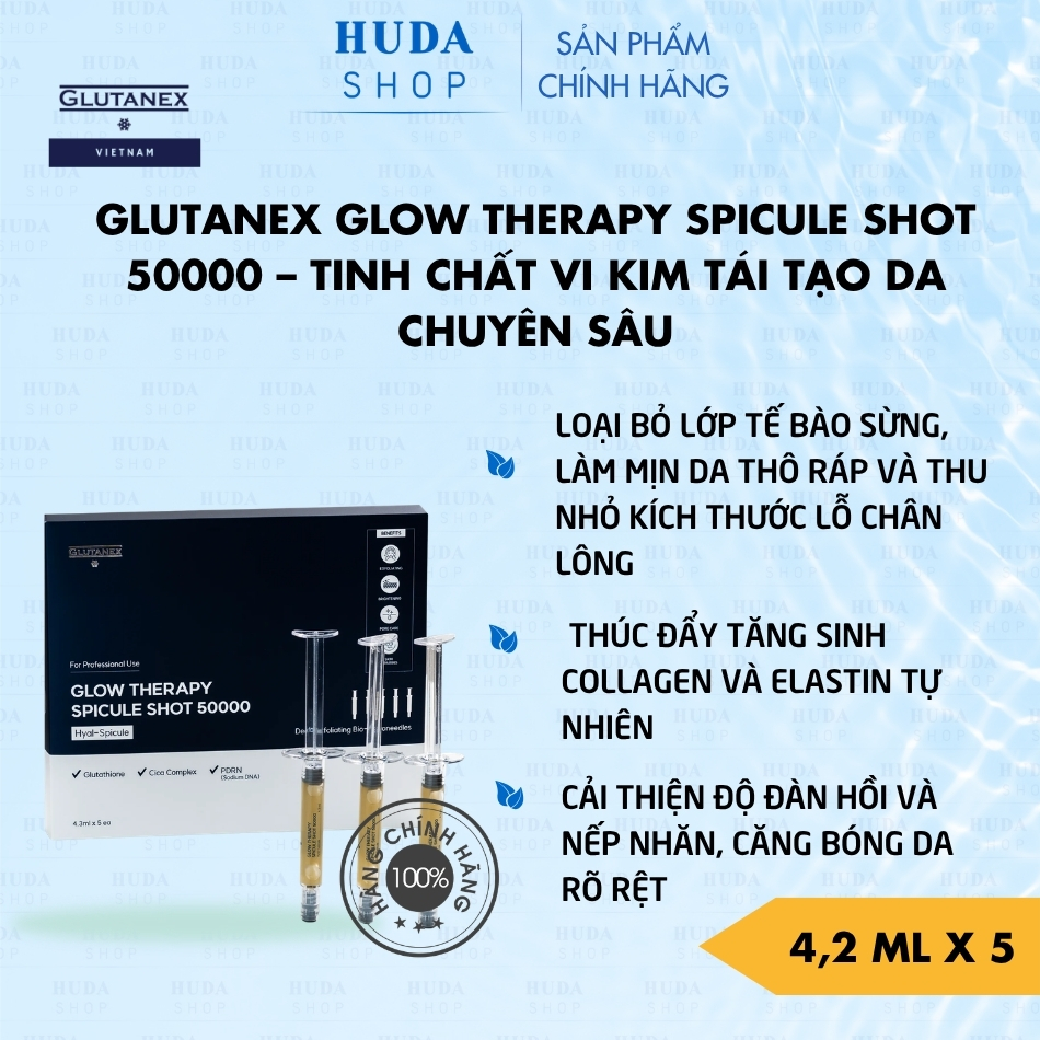 Glutanex Glow Therapy Spicule Shot 50000 – Tinh Chất Vi Kim Tái Tạo Da Chuyên Sâu