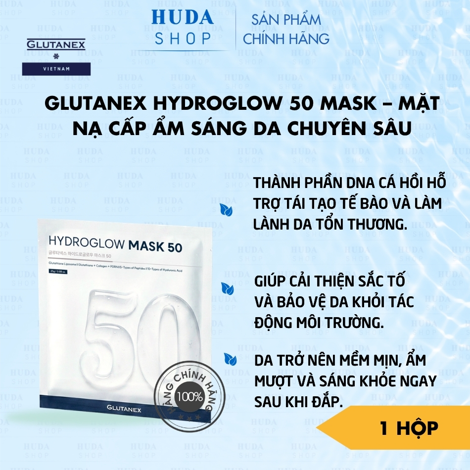 Glutanex Hydroglow 50 Mask – Mặt Nạ Cấp Ẩm Sáng Da Chuyên Sâu