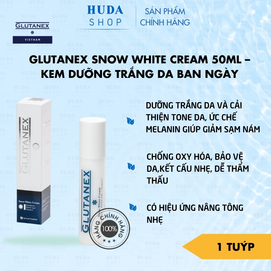 Glutanex Snow White Cream 50ml – Kem Dưỡng Trắng Da Ban Ngày