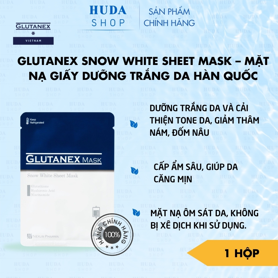 Glutanex Snow White Sheet Mask – Mặt Nạ Giấy Dưỡng Trắng Da Hàn Quốc