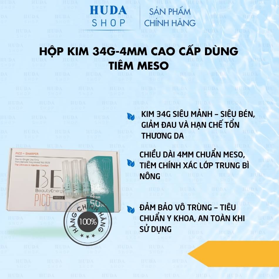 Hộp kim 34g-4mm cao cấp dùng tiêm meso