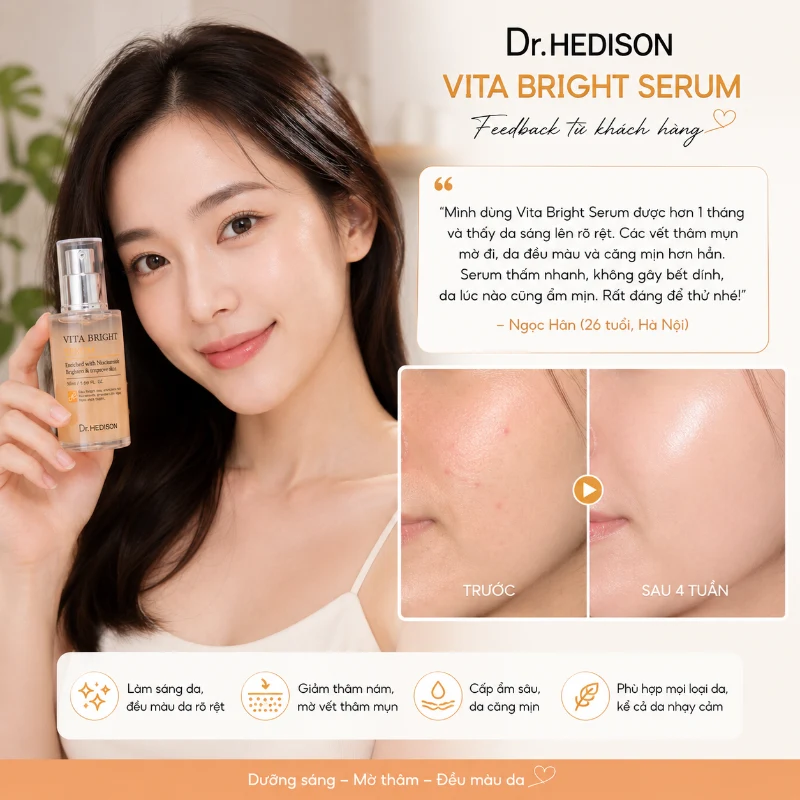 Huyết Thanh Dưỡng Trắng Da Dr.Hedison Vita Bright Serum 50ml/ 250ml - Dưỡng Sáng Chuyên Sâu
