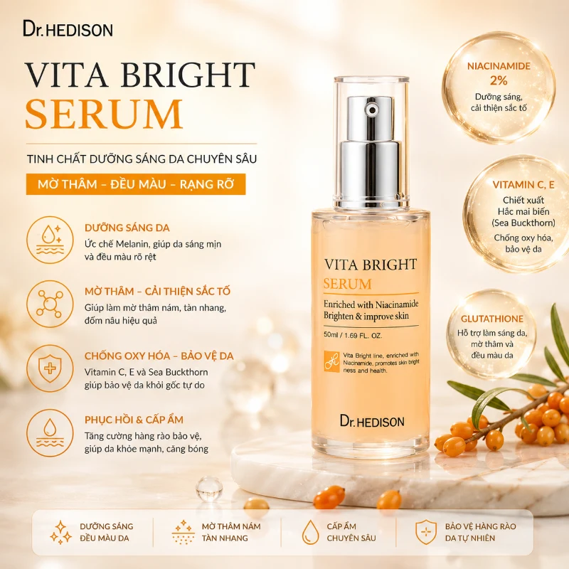 Huyết Thanh Dưỡng Trắng Da Dr.Hedison Vita Bright Serum 50ml/ 250ml - Dưỡng Sáng Chuyên Sâu
