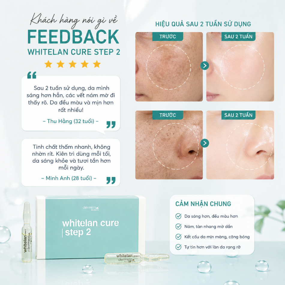 Huyết Thanh Hỗ Trợ Làm Mờ Nám & Cải Thiện Sắc Tố Dermica Whitelan Cure Step 2