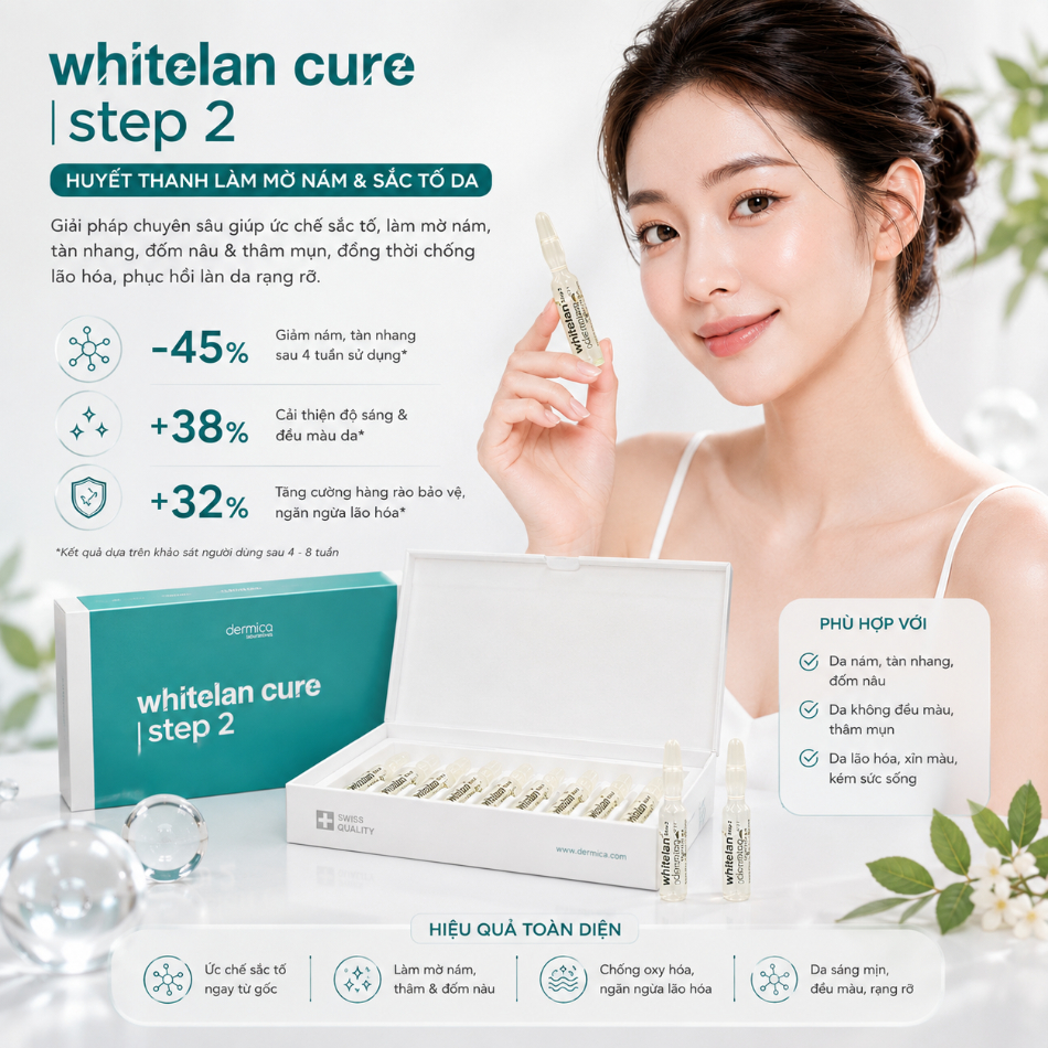 Huyết Thanh Hỗ Trợ Làm Mờ Nám & Cải Thiện Sắc Tố Dermica Whitelan Cure Step 2