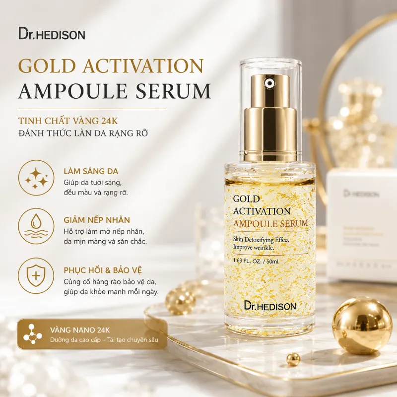 Huyết Thanh Vàng 24K Dr.Hedison Gold Activation Ampoule Serum Dưỡng Sáng Da (50ml-250ml)