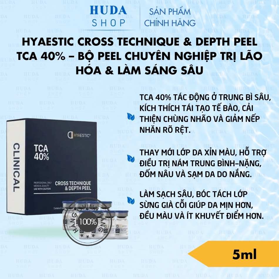 Hyaestic Cross Technique & Depth Peel TCA 40% – Bộ peel chuyên nghiệp trị lão hóa & làm sáng sâu