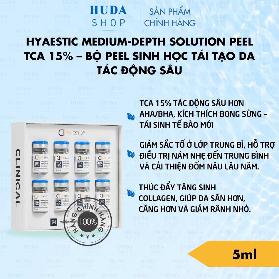 Hyaestic Medium-Depth Solution Peel TCA 15% – Bộ peel sinh học tái tạo da tác động sâu