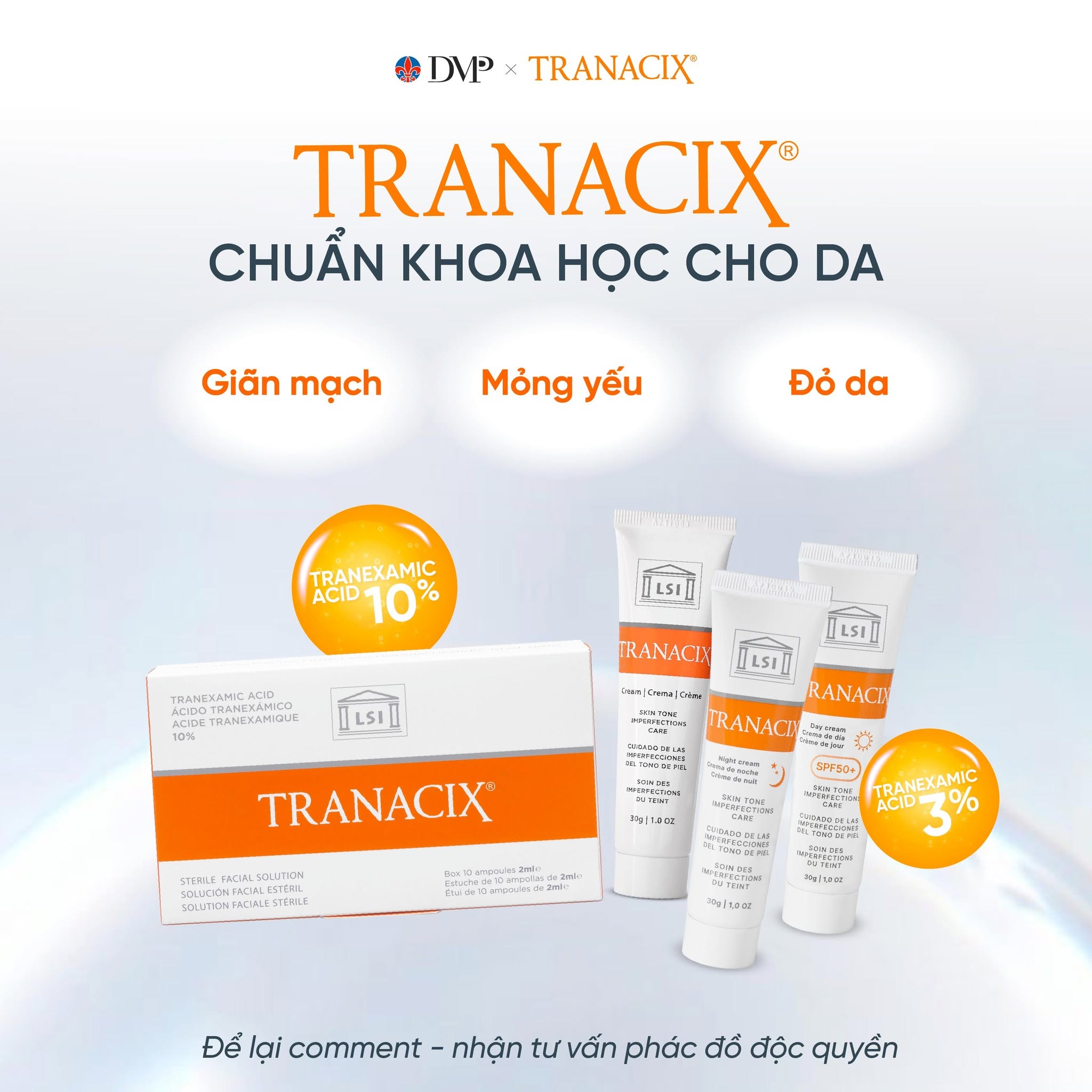 Kem Bôi Tranexamic Acid Hỗ Trợ Cải Thiện Nám, Hồng Ban Và Tăng Sắc Tố Tranacix Cream 3%