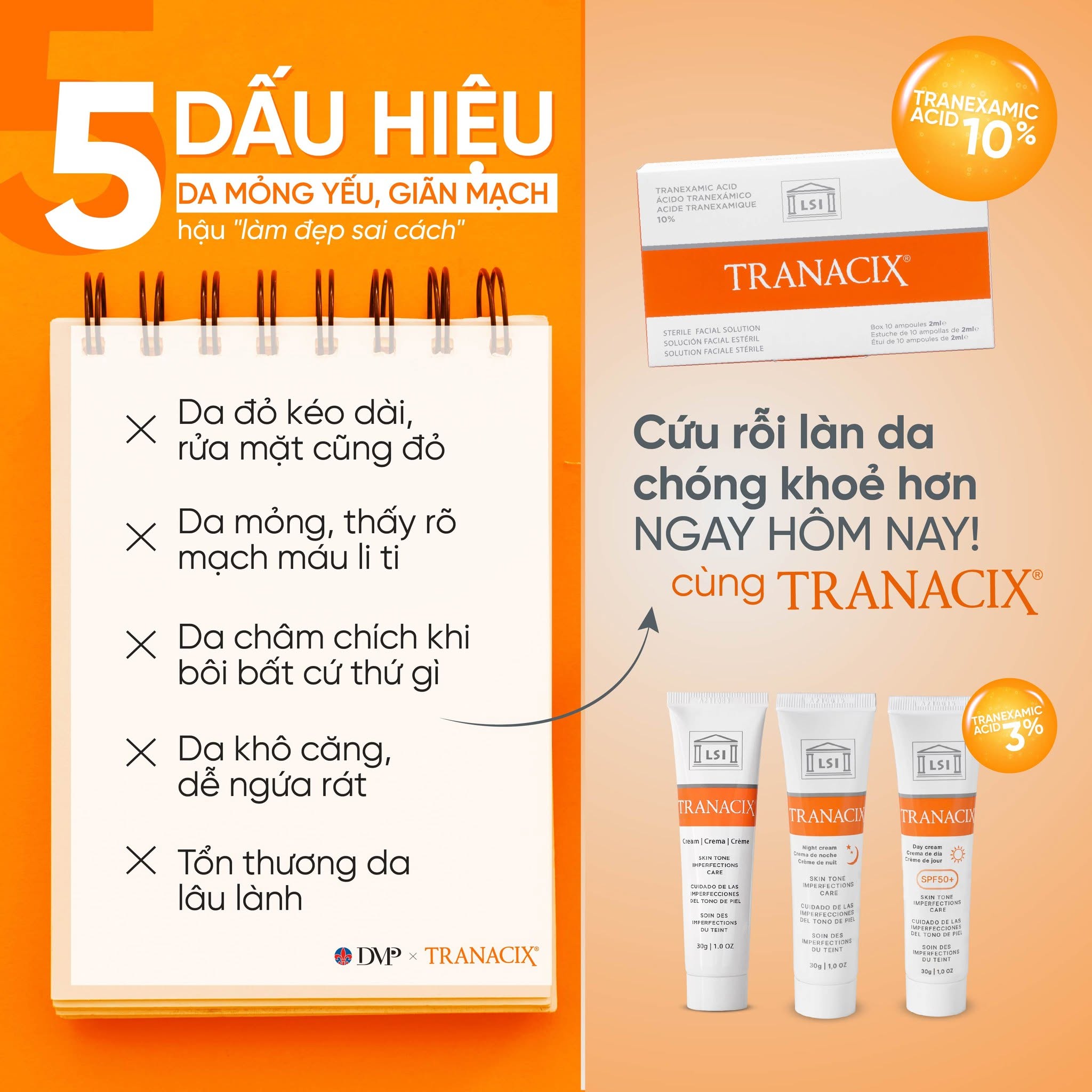 Kem Bôi Tranexamic Acid Hỗ Trợ Cải Thiện Nám, Hồng Ban Và Tăng Sắc Tố Tranacix Cream 3%