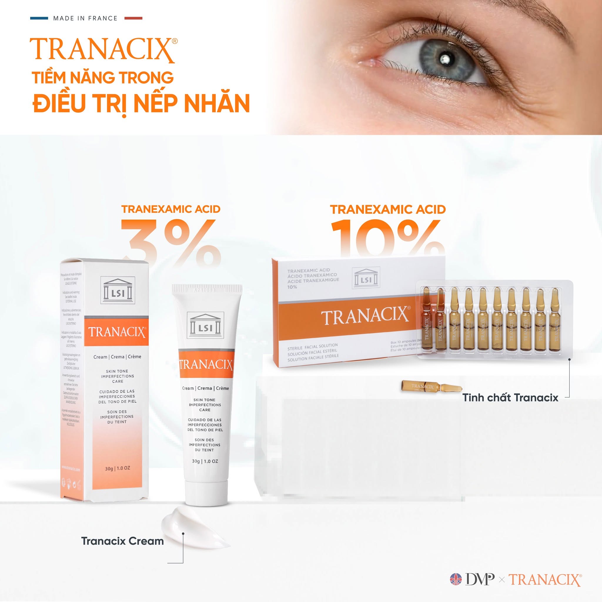 Kem Bôi Tranexamic Acid Hỗ Trợ Cải Thiện Nám, Hồng Ban Và Tăng Sắc Tố Tranacix Cream 3%