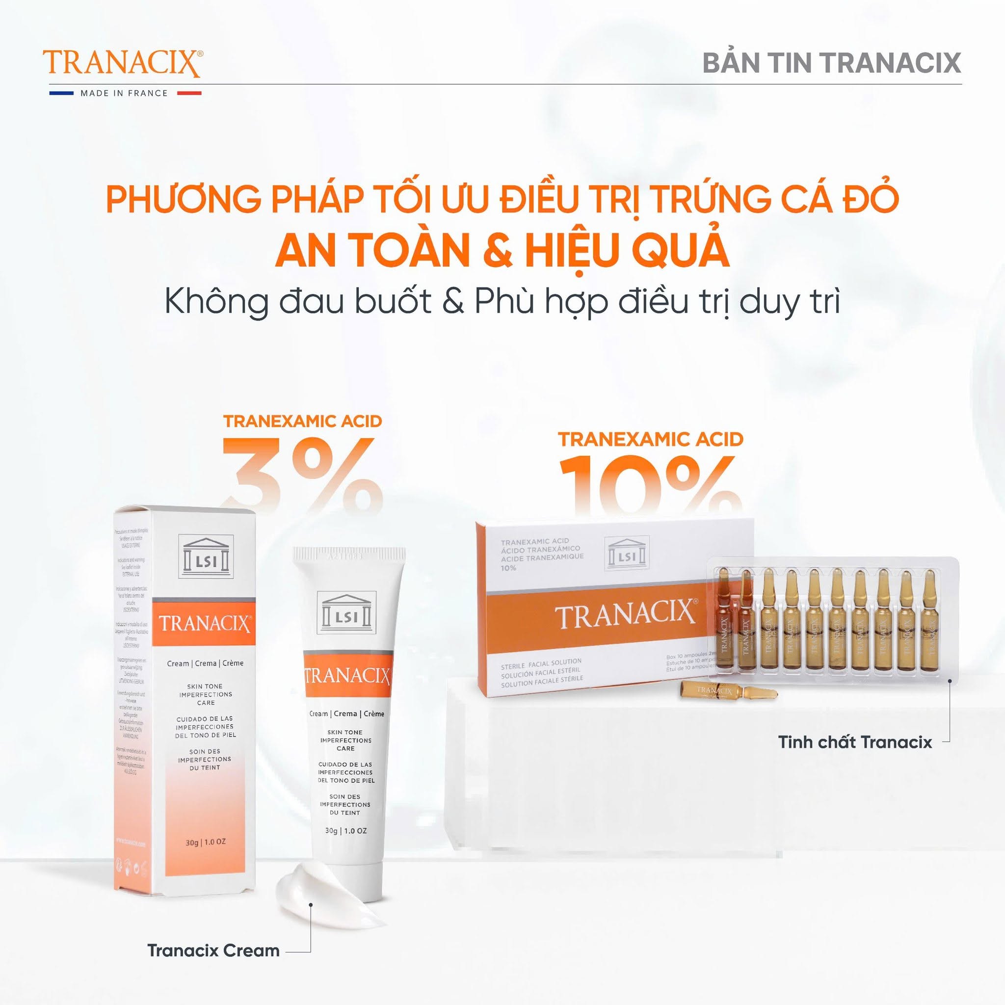 Kem Bôi Tranexamic Acid Hỗ Trợ Cải Thiện Nám, Hồng Ban Và Tăng Sắc Tố Tranacix Cream 3%