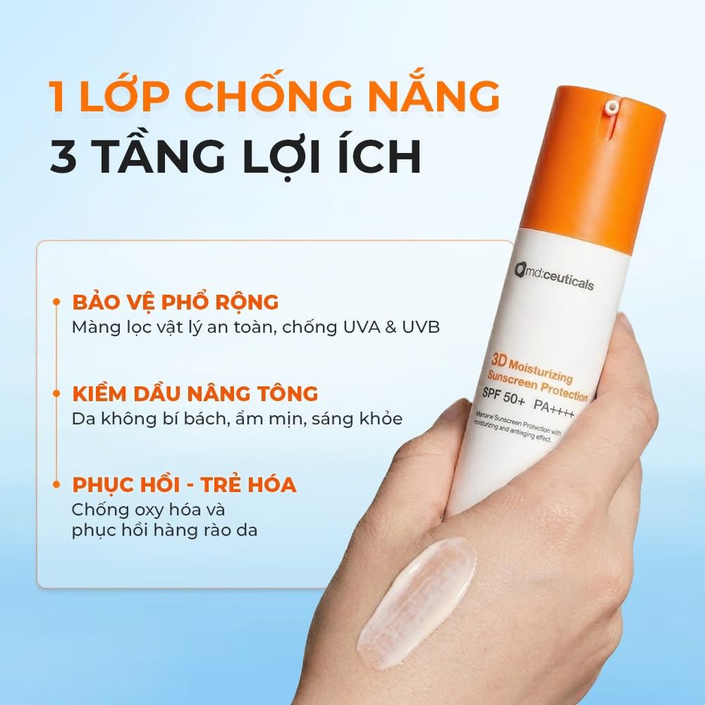 Kem Chống Nắng 3D Moisturizing Sunscreen Protection SPF50+ MD:Ceuticals