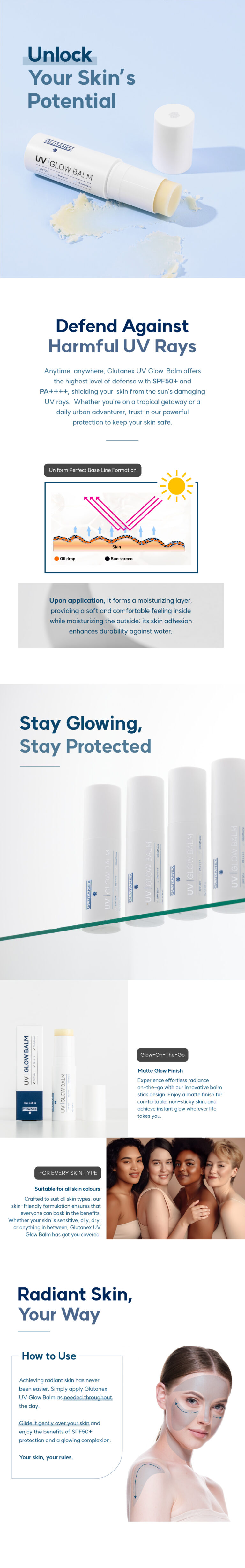 Kem Chống Nắng GLUTANEX UV Glow Balm Rạng Rỡ Da & Hiệu Ứng lì SPF 50+ PA++++.