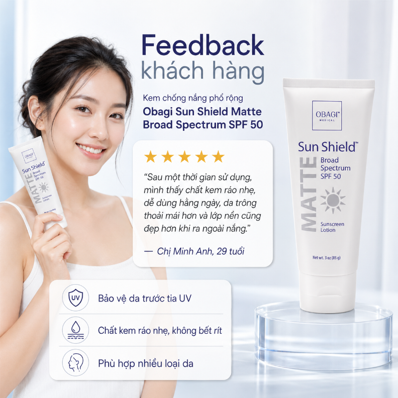 Kem Chống Nắng Phổ Rộng Bảo Vệ Da Toàn Diện Obagi Sun Shield Matte Broad Spectrum SPF 50