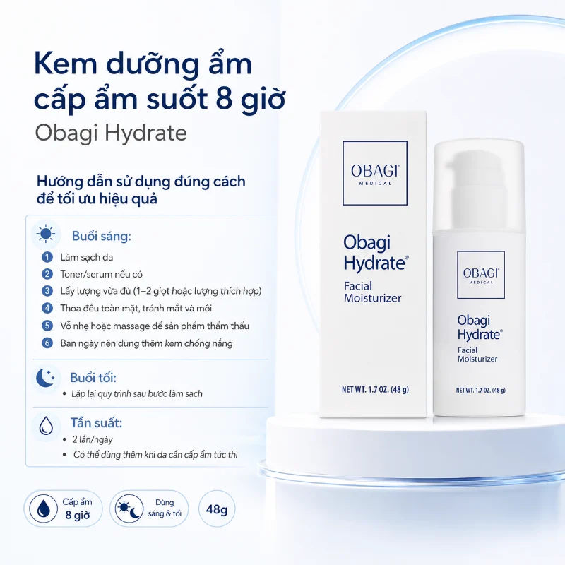 Kem Dưỡng Ẩm, Cấp Ẩm Suốt 8 Giờ Cho Mọi Loại Da Obagi Hydrate Facial Moisturizer 48g