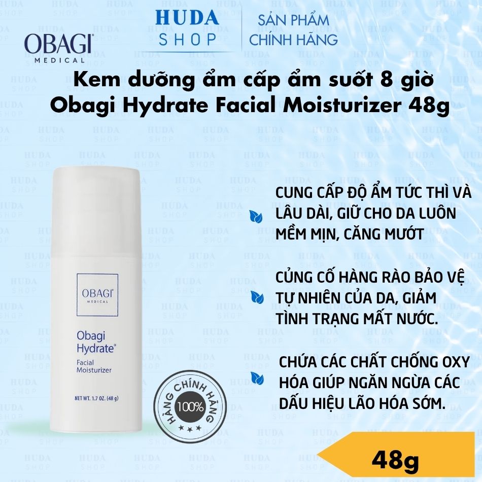 Kem Dưỡng Ẩm, Cấp Ẩm Suốt 8 Giờ Cho Mọi Loại Da Obagi Hydrate Facial Moisturizer 48g