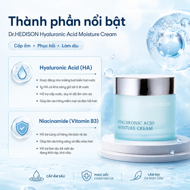 Kem Dưỡng Ẩm Dr.Hedison Hyaluronic Acid Moisture Cream 85ml