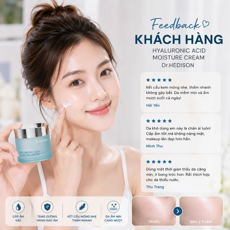 Kem Dưỡng Ẩm Dr.Hedison Hyaluronic Acid Moisture Cream 85ml