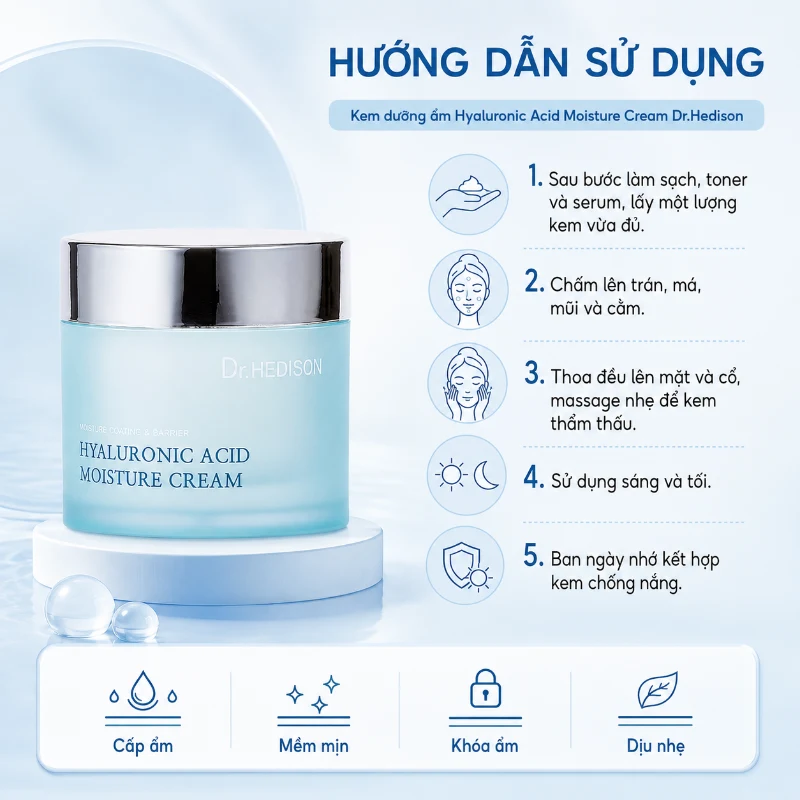 Kem Dưỡng Ẩm Dr.Hedison Hyaluronic Acid Moisture Cream 85ml