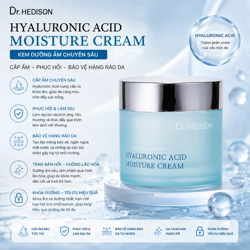 Kem Dưỡng Ẩm Dr.Hedison Hyaluronic Acid Moisture Cream 85ml