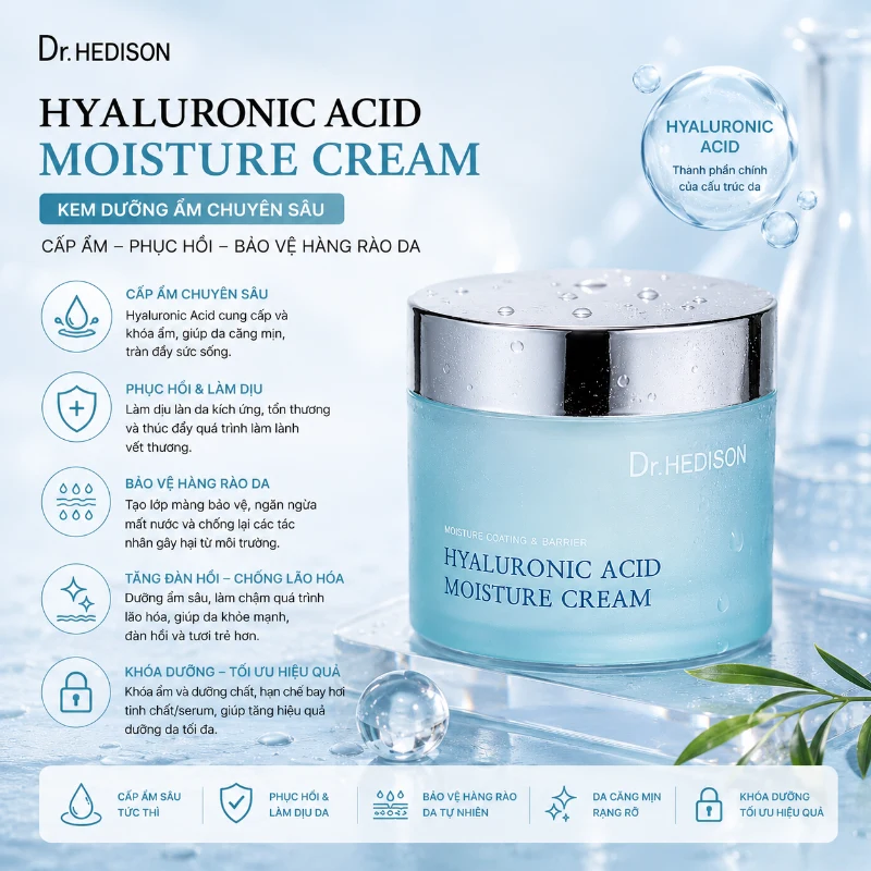 Kem Dưỡng Ẩm Dr.Hedison Hyaluronic Acid Moisture Cream 85ml