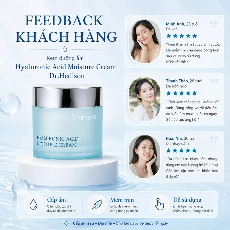 Kem Dưỡng Ẩm Dr.Hedison Hyaluronic Acid Moisture Cream 85ml