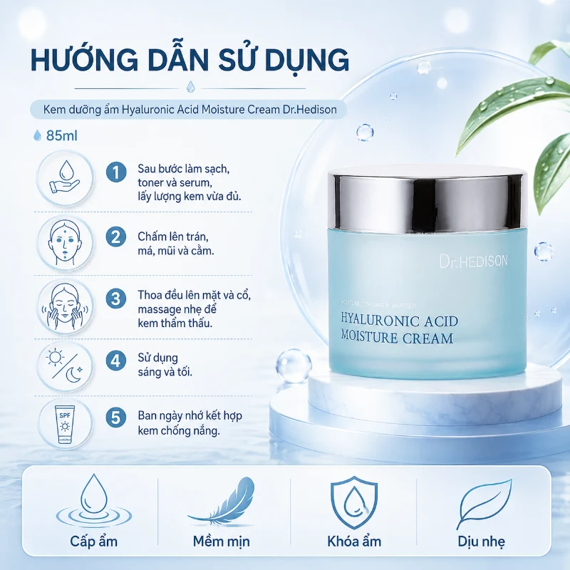 Kem Dưỡng Ẩm Dr.Hedison Hyaluronic Acid Moisture Cream 85ml