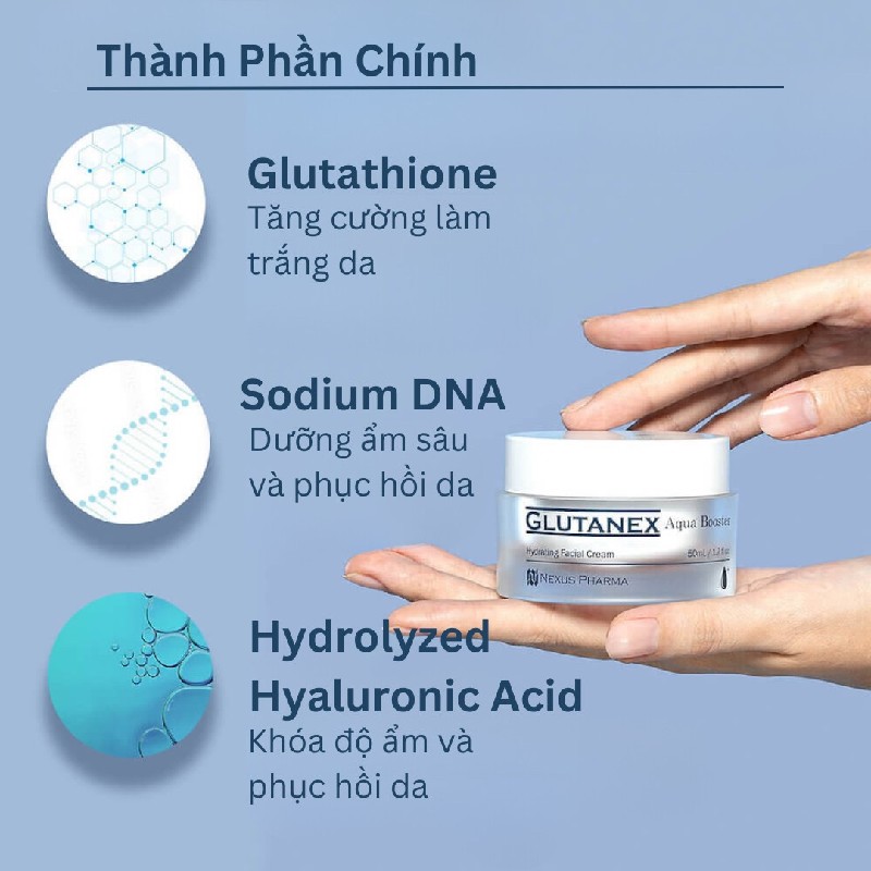 Kem Dưỡng Ẩm Glutanex Aqua Booster 50ml: Cấp Nước & Dưỡng Sáng