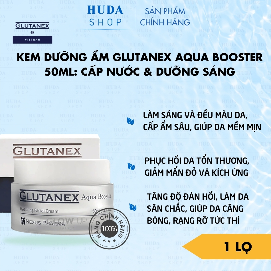 Kem Dưỡng Ẩm Glutanex Aqua Booster 50ml: Cấp Nước & Dưỡng Sáng