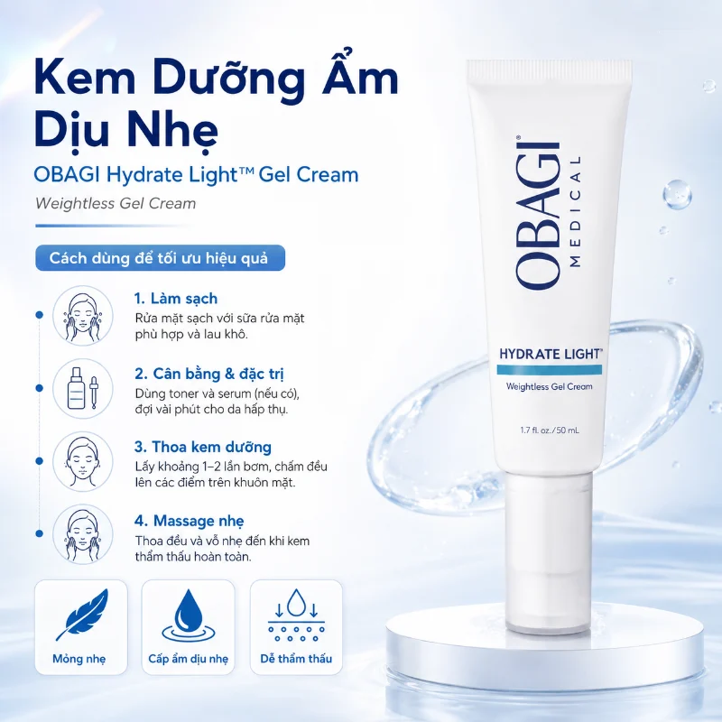 Kem Dưỡng Ẩm Obagi Hydrate Light™ Weightless Gel Cream 50ml