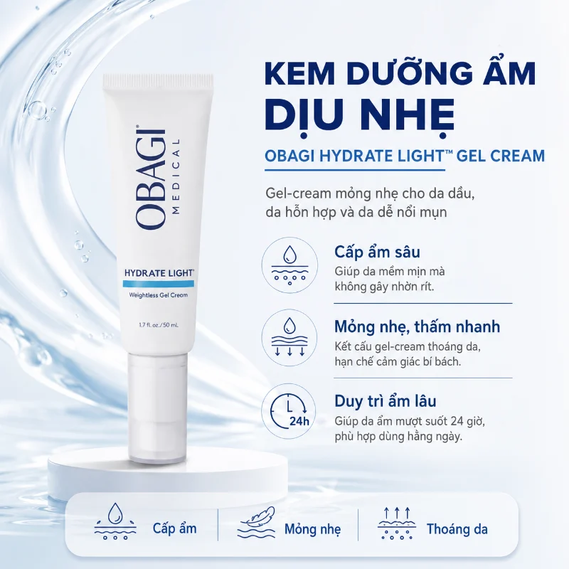 Kem Dưỡng Ẩm Obagi Hydrate Light™ Weightless Gel Cream 50ml