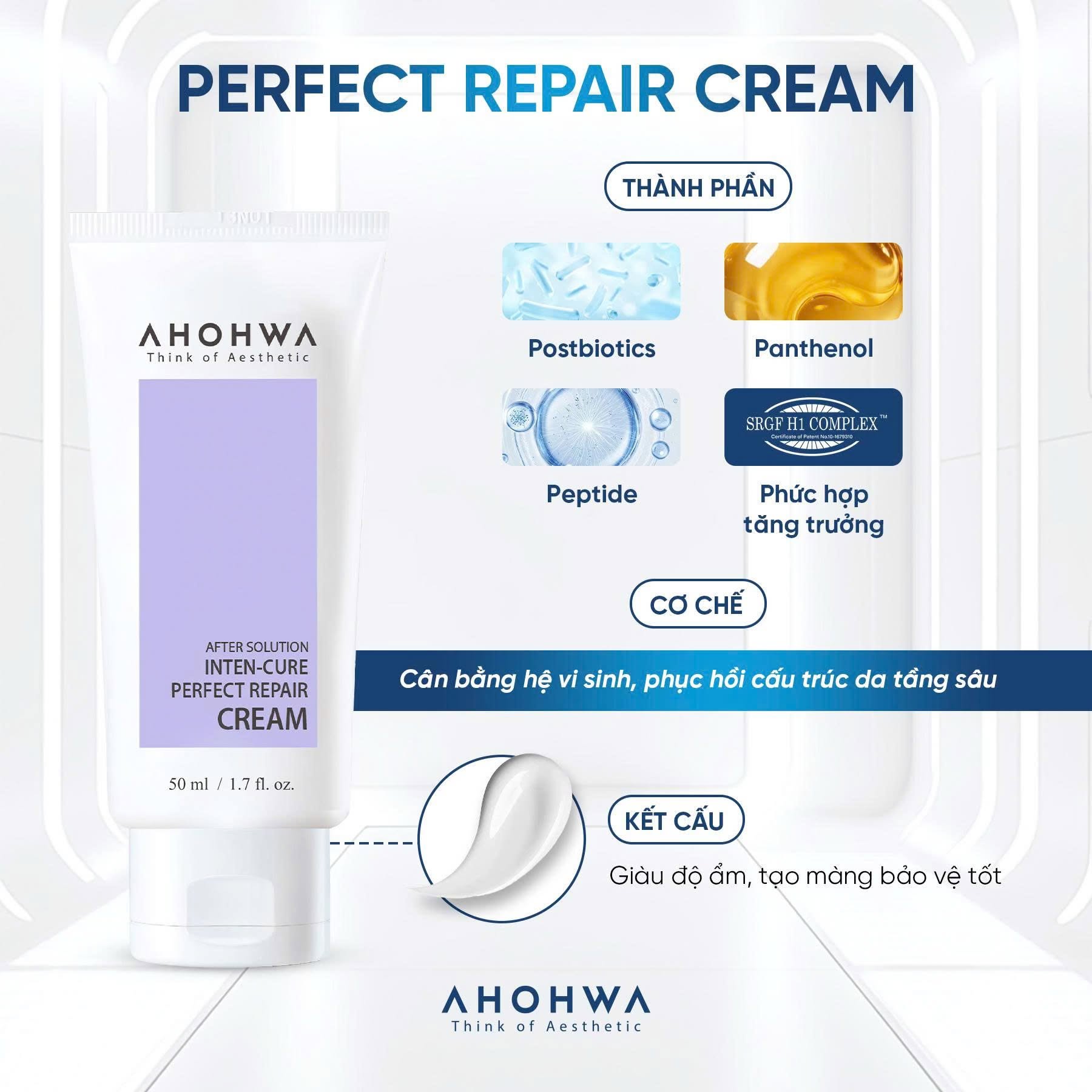 Kem tăng trưởng phục hồi da treatment Ahohwa After Solution Inten-Cure Perfect Repair Cream 50ml