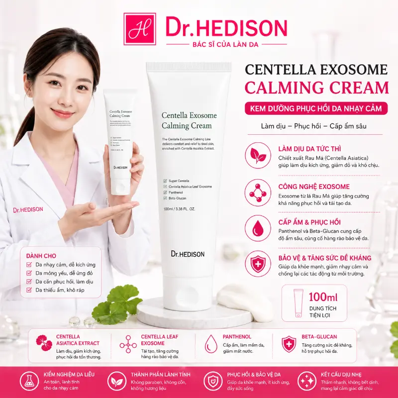 Kem Dưỡng Phục Hồi Da Nhạy Cảm Centella Exosome Calming Cream Dr.HEDISON 100ml