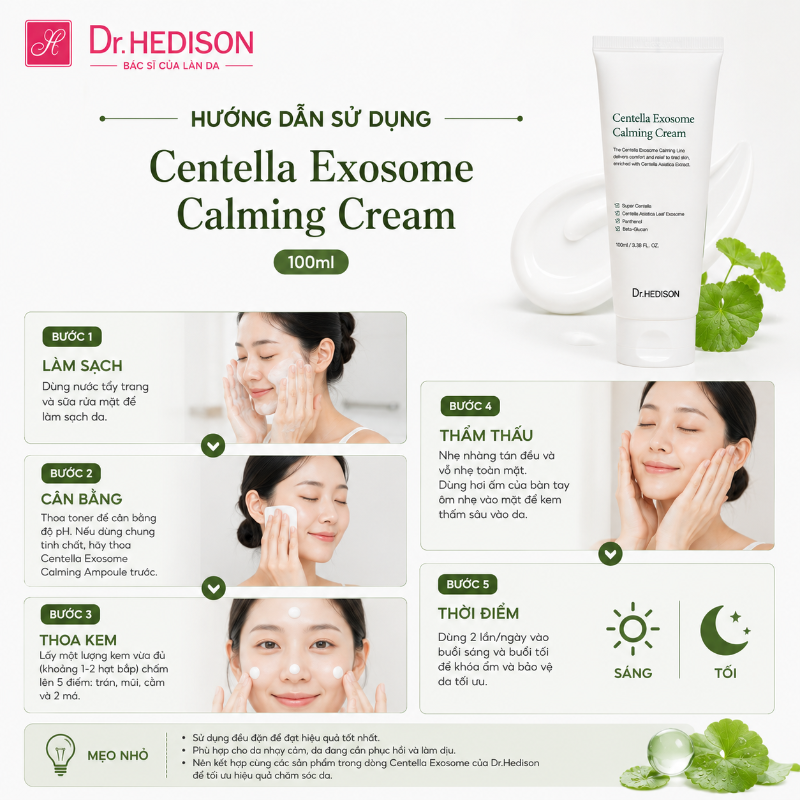 Kem Dưỡng Phục Hồi Da Nhạy Cảm Centella Exosome Calming Cream Dr.HEDISON 100ml
