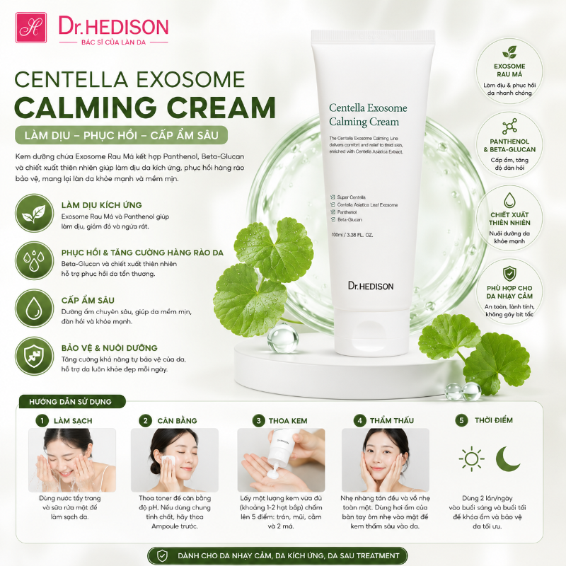 Kem Dưỡng Phục Hồi Da Nhạy Cảm Centella Exosome Calming Cream Dr.HEDISON 100ml