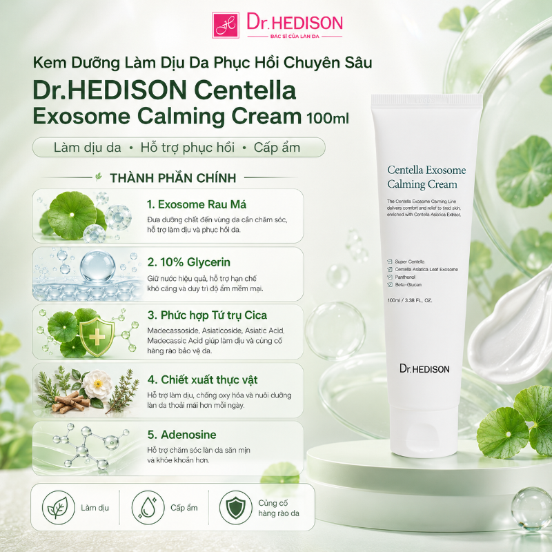 Kem Dưỡng Phục Hồi Da Nhạy Cảm Centella Exosome Calming Cream Dr.HEDISON 100ml