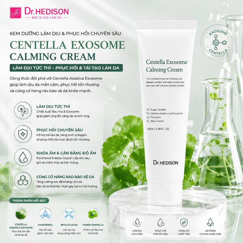 Kem Dưỡng Phục Hồi Da Nhạy Cảm Centella Exosome Calming Cream Dr.HEDISON 100ml
