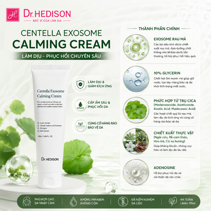 Kem Dưỡng Phục Hồi Da Nhạy Cảm Centella Exosome Calming Cream Dr.HEDISON 100ml