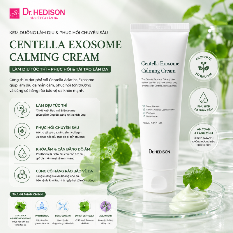 Kem Dưỡng Phục Hồi Da Nhạy Cảm Centella Exosome Calming Cream Dr.HEDISON 100ml